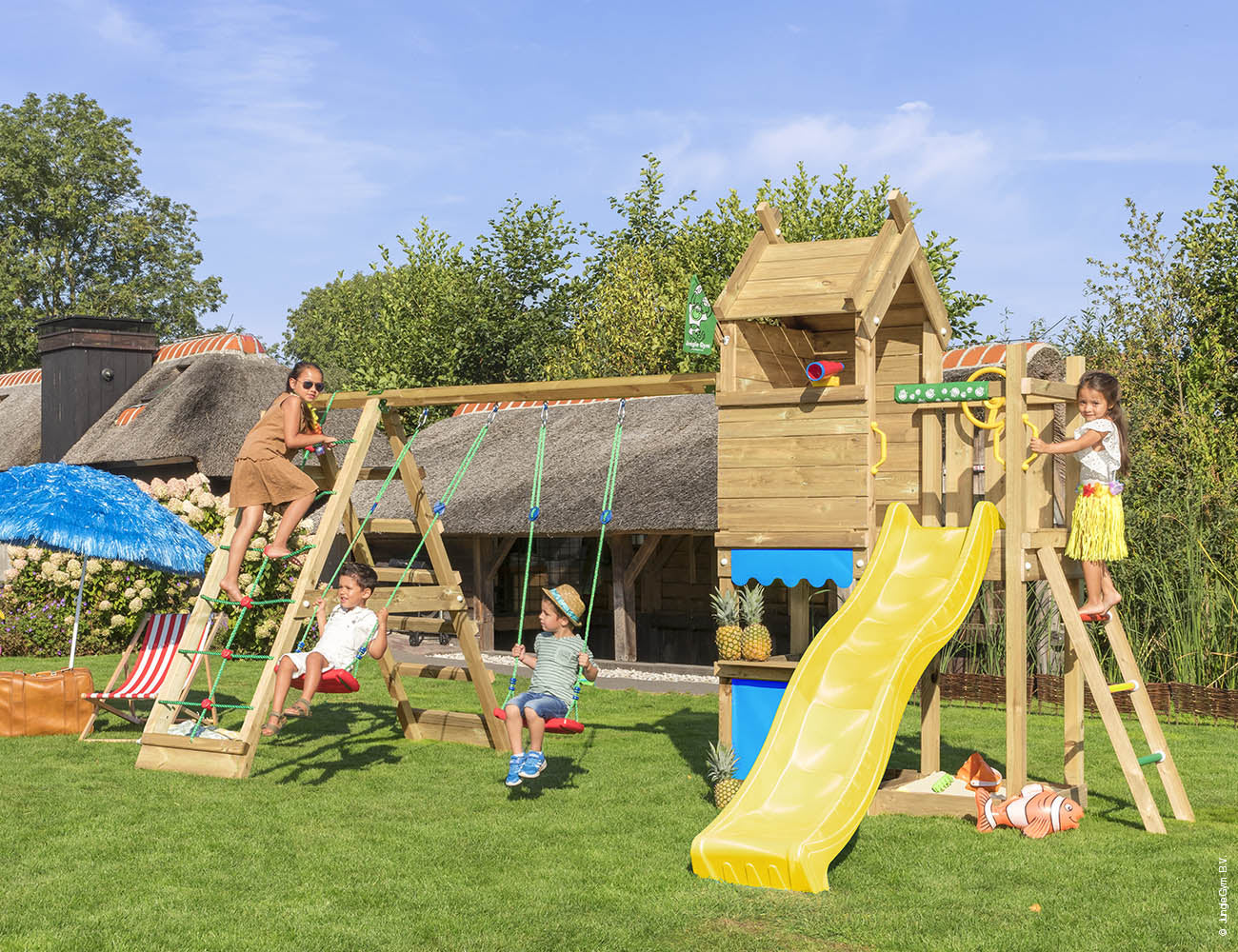 jungle-gym-jungle-resort-torre-gioco-con-altalene-e-rete-di-arrampicata image 7