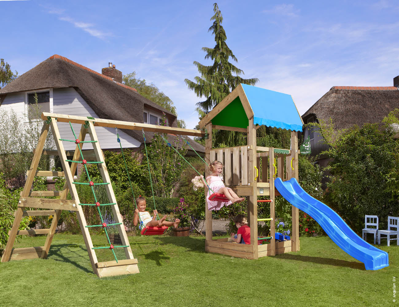 jungle-gym-jungle-home-telaio-arrampicata-in-legno-con-altalena-e-rete-di-arramp image 8