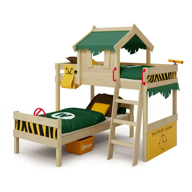 wickey-crazy-jungle-letto-a-castello-per-2-bambini-in-legno-naturale-con-rete-a- image 1