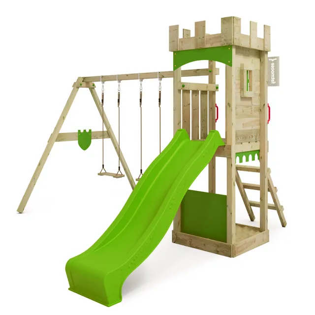 fatmoose-treasuretower-top-xxl-torre-da-gioco-in-legno-per-giardino-con-altalena image 1