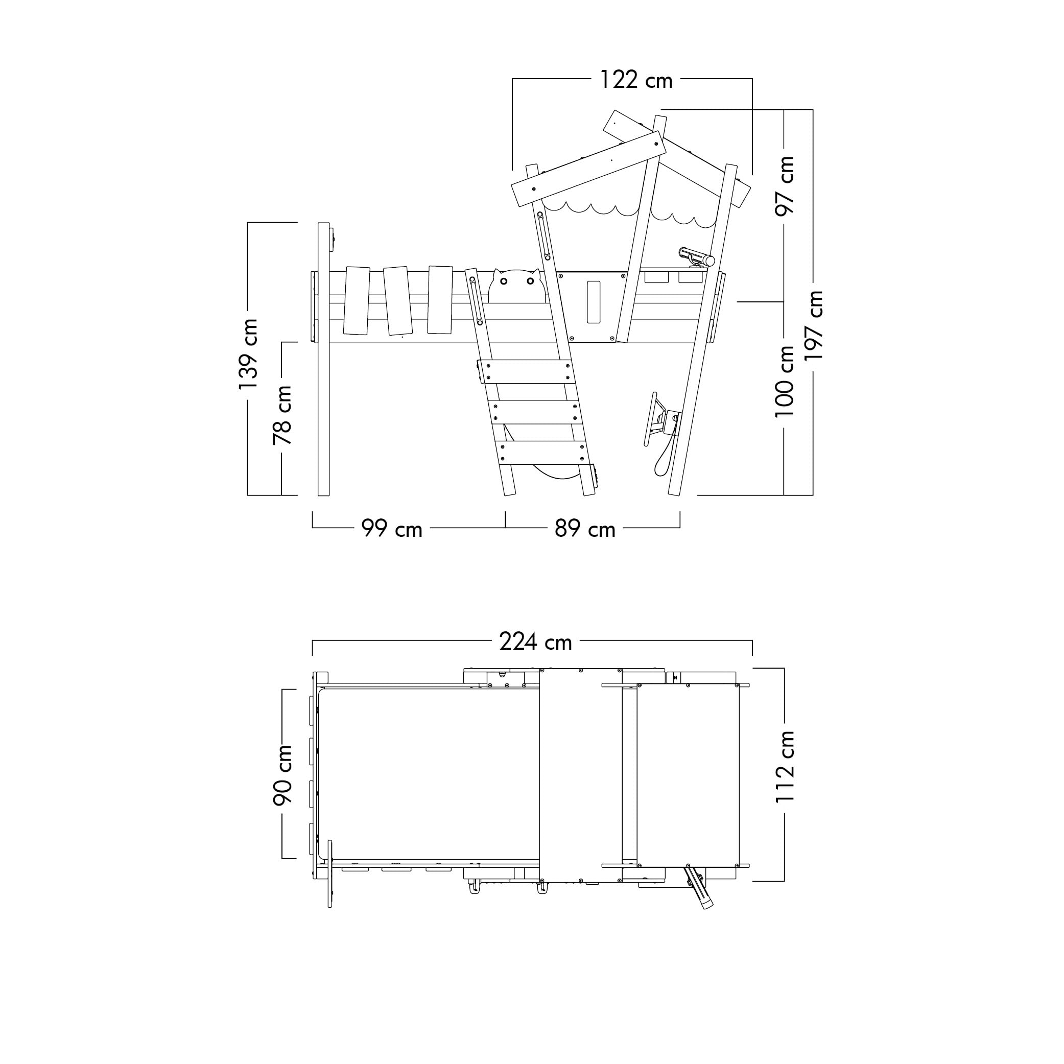 wickey-crazy-hutty-letto-a-soppalco-per-bambini-in-legno-con-tetto-scivolo-a-ond image 5