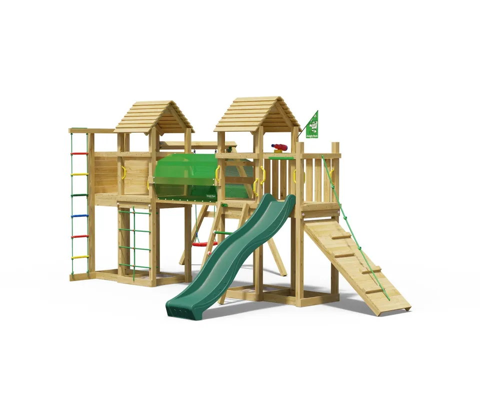 jungle-gym-jungle-leda-torre-casa-gioco-in-legno-con-altalena image 1