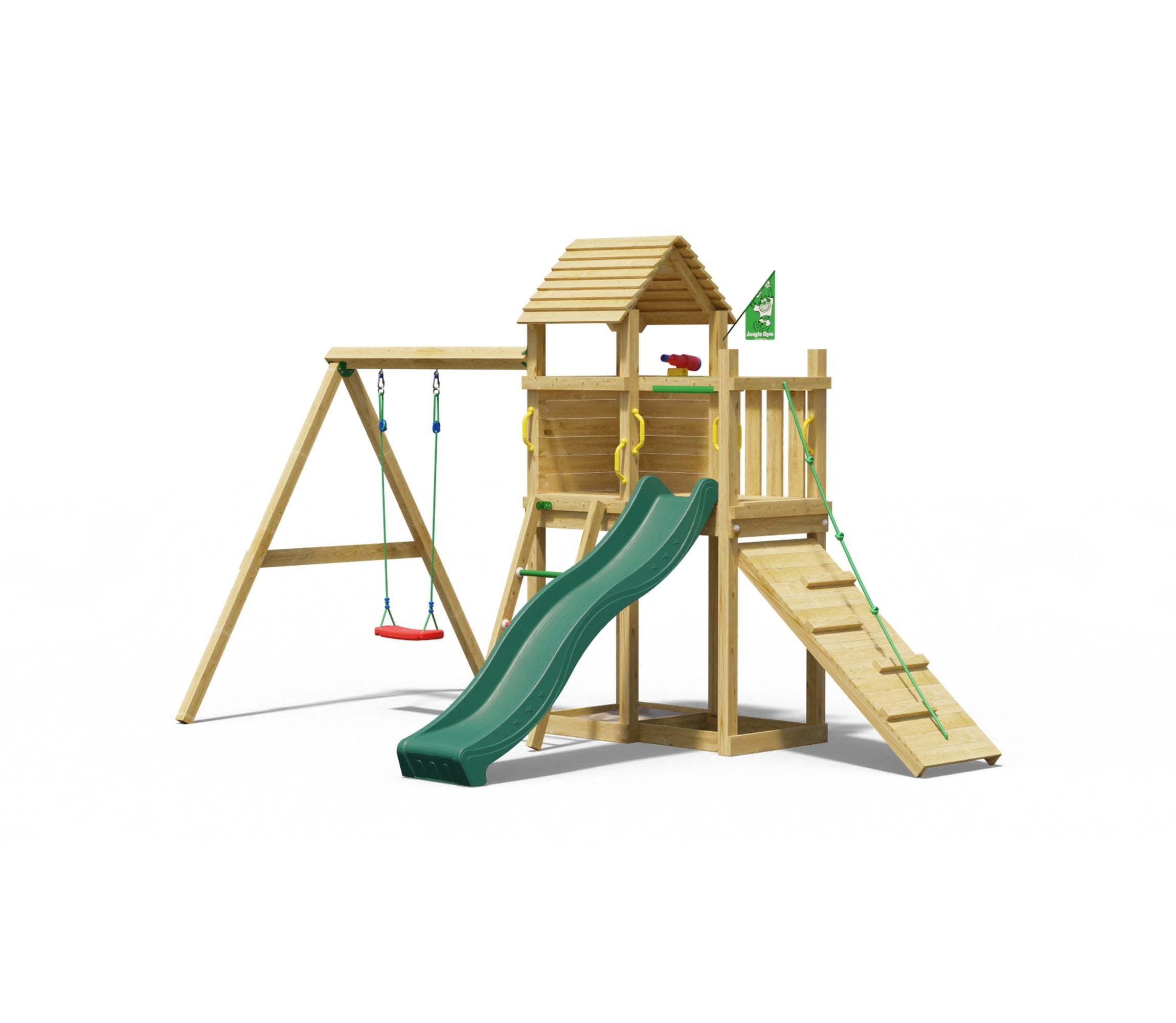 jungle-gym-cove-torre-da-gioco-in-legno-con-altalena-e-scivolo image 1
