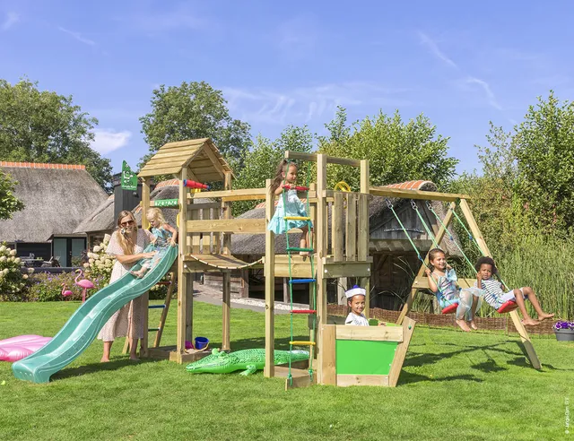 jungle-gym-jungle-voyager-castello-arrampicata-in-legno-con-doppia-altalena-sciv image 1