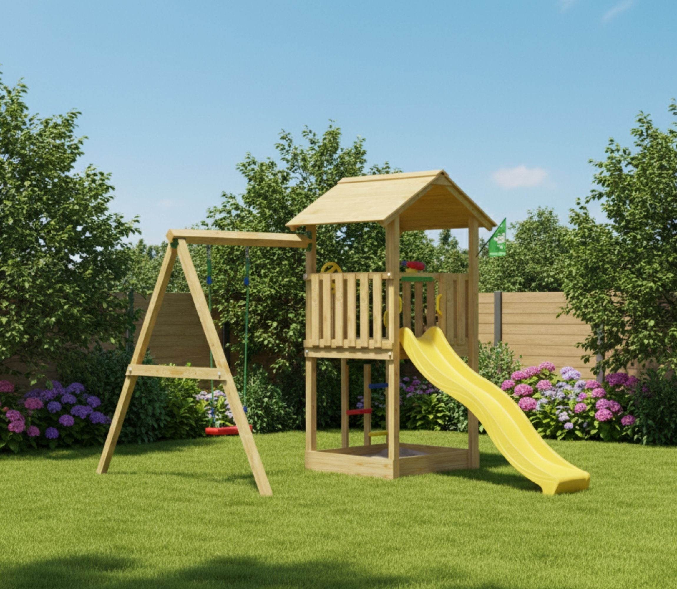 jungle-gym-jungle-beacon-castello-arrampicata-in-legno-con-altalena image 2