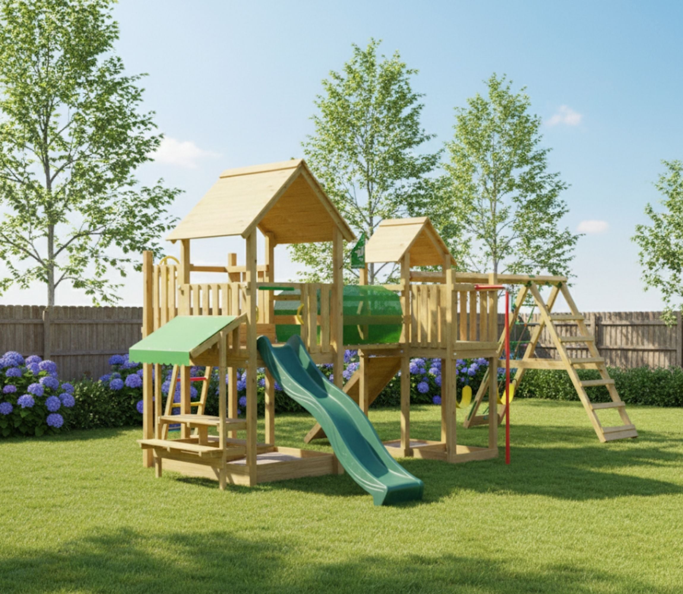 jungle-gym-jungle-atlas-telaio-in-legno-per-arrampicata-con-altalene-rete-di-arr image 2