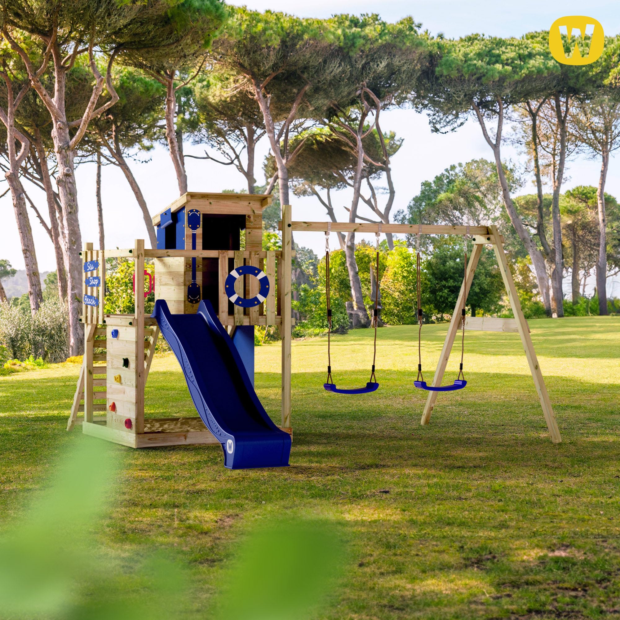wickey-smart-camp-gioco-da-giardino-in-legno-con-altalena-scivolo-blu-sabbiera-e image 6