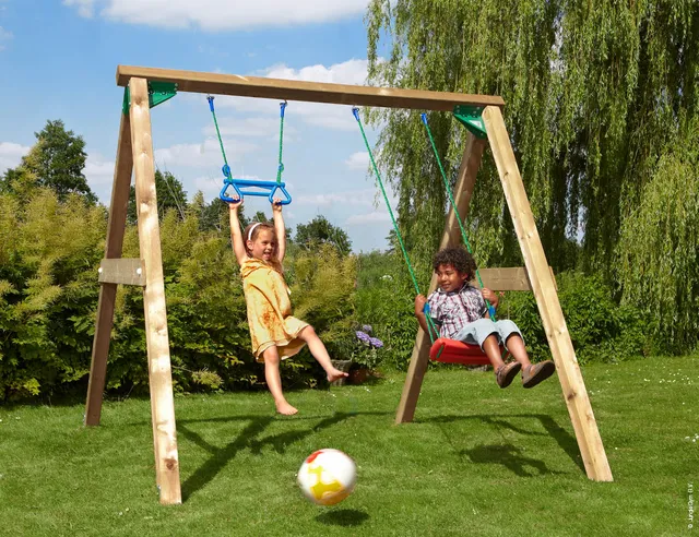 jungle-gym-jungle-swing-altalena-in-legno-220-cm-per-giardino-con-struttura-a-a image 1