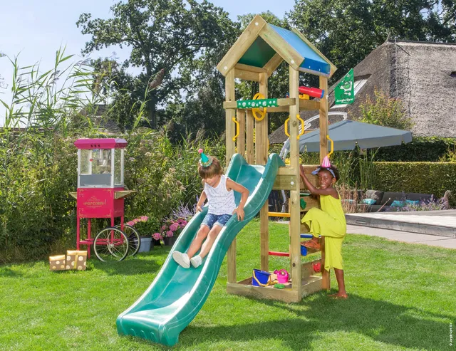 jungle-gym-jungle-patio-castello-arrampicata-in-legno-con-scivolo-scala-e-playde image 1