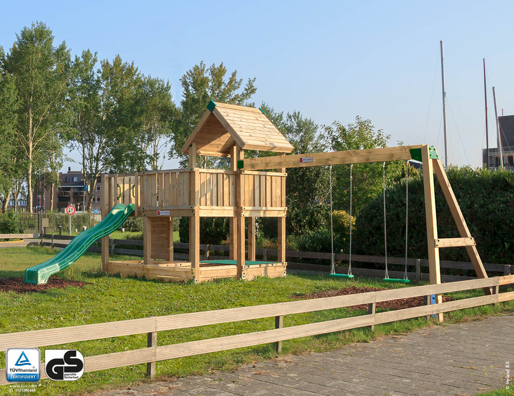 jungle-gym-hy-land-p5s-parco-giochi-certificato-in-legno-con-doppia-altalena image 1
