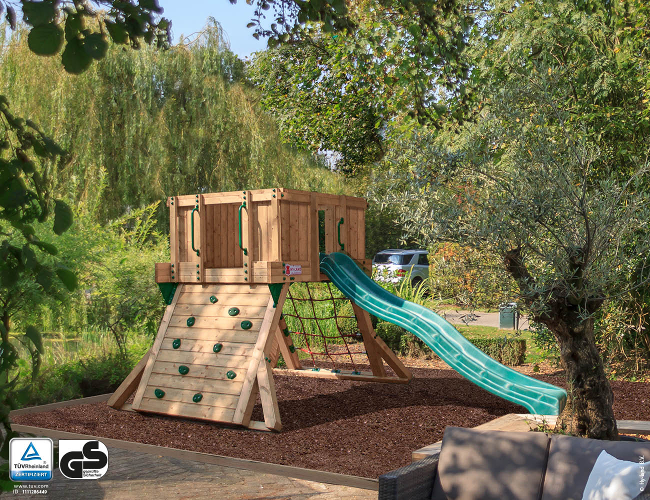 jungle-gym-hy-land-q1-parco-gioco-commerciale-con-rete-in-acciaio-e-parete-rocks image 2