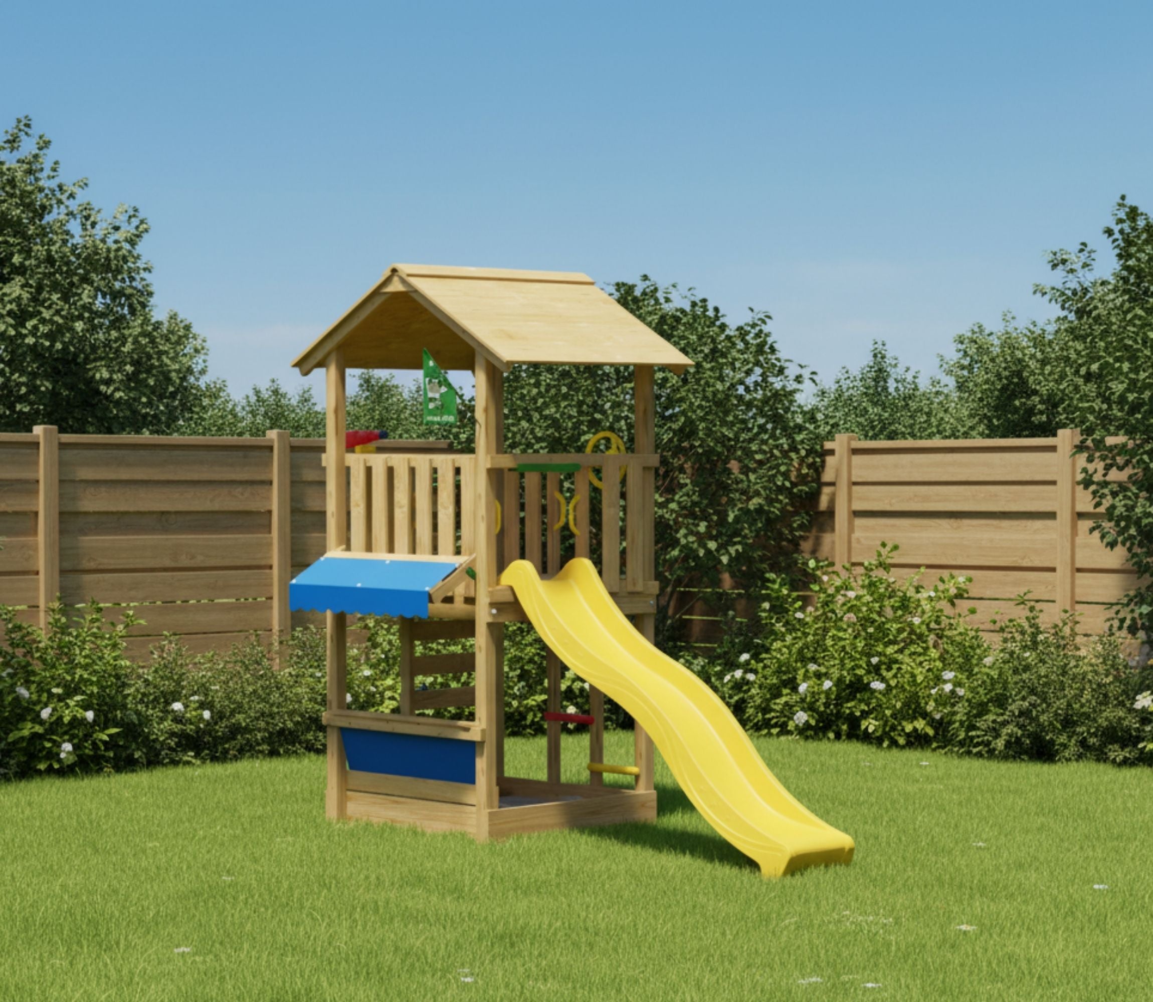jungle-gym-jungle-vista-castello-arrampicata-in-legno-per-giardino-con-scivolo-e image 2
